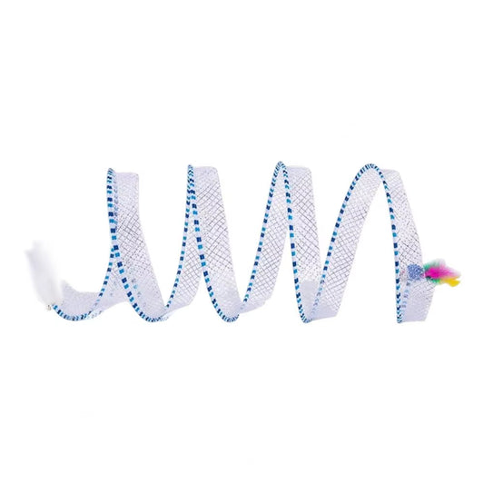65*30Cm Cat Tunnel Toy Foldable Interactive Self Play Cat Hunting Spiral Plush and Feather Toys Decompression Spring Kitten Toys